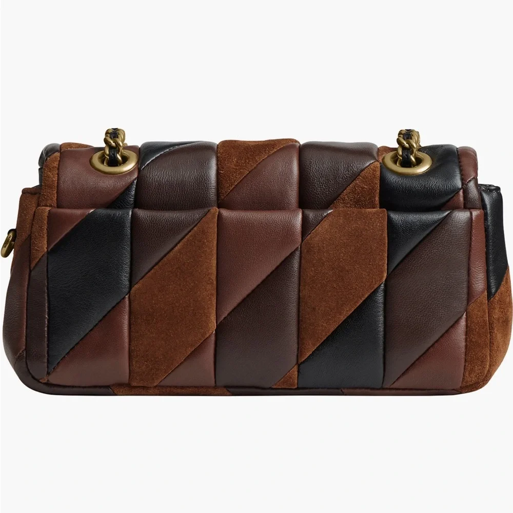 Coach Tabby 20 Patchwork Leather & Suede Shoulder Bag in Brown and Black - Picture 6 of 8